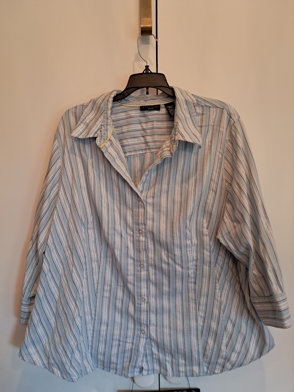 Apostrophe Blue and White Striped Casual Button-Down Shirt